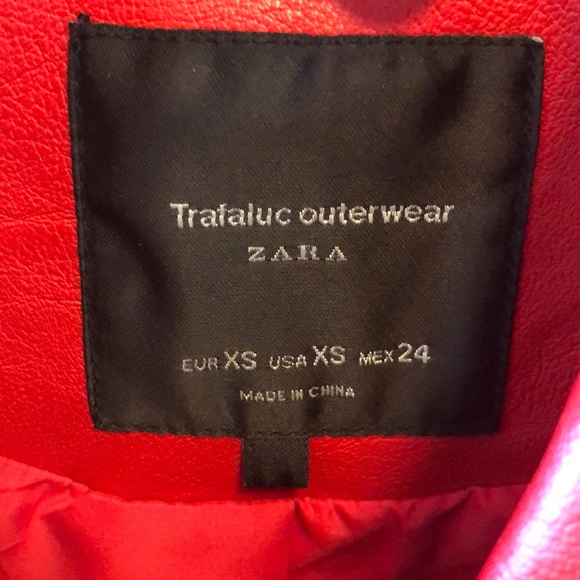 ZARA Red Faux Leather Jacket - Picture 2 of 4